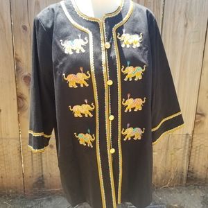 Bob Mackie Embroidered Elephant Cardigan